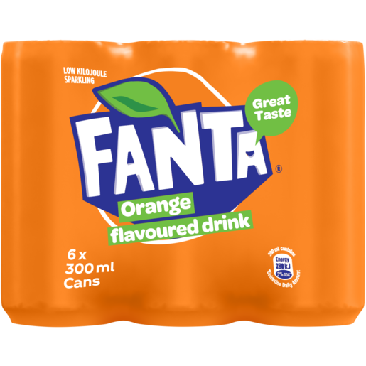 Fanta Orange Flavoured Soft Drink Cans 6 x 300ml