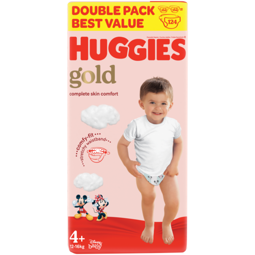 Huggies Gold Size 4+ Nappies 124 Pack