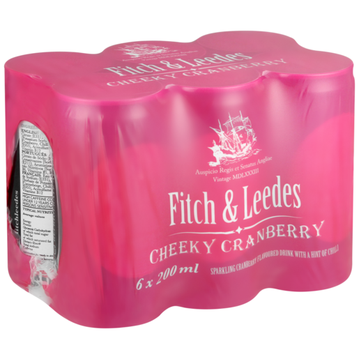 Fitch & Leedes Cheeky Cranberry Sparkling Flavoured Drink Cans 6 x 200ml