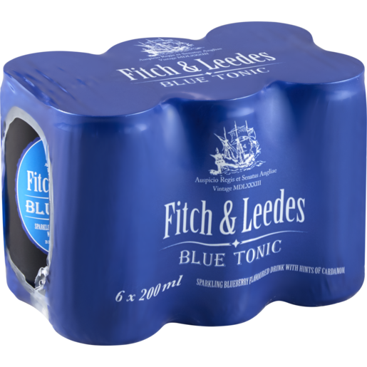 Fitch & Leedes Blue Tonic Sparkling Flavoured Drink Cans 6 x 200ml