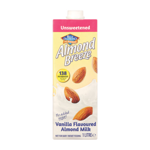 Blue Diamonds Almonds Almond Breeze Unsweetened Vanilla Flavoured Almond Milk Carton 1L