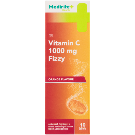 Medirite Orange Flavour Vitamin C Fizzy 10 Tablets
