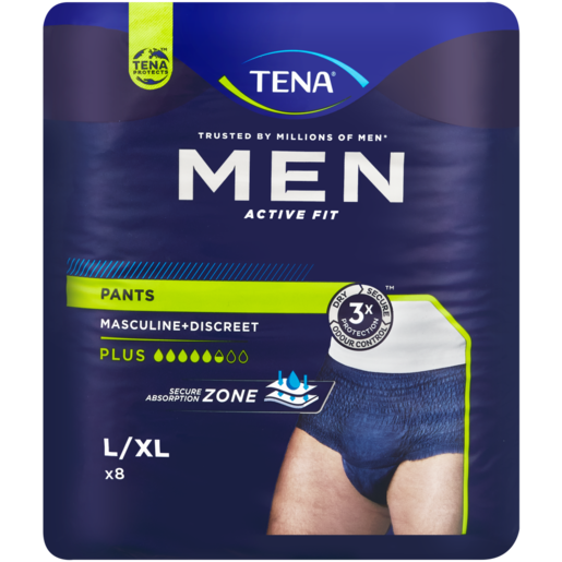Tena Men Active Fit Plus Large Pants 8 Pack