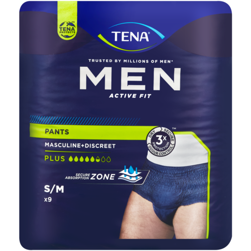 Tena Mens Medium Active Fit Adult Diapers 9 Pack