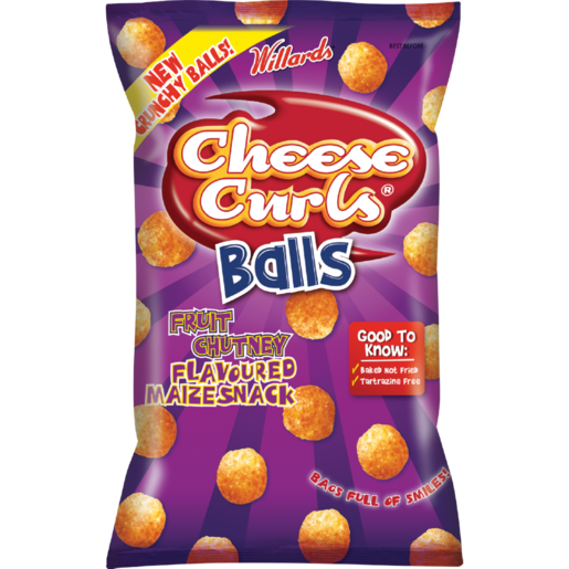 Cheese Curls Balls Fruit Chutney Flavoured Maize Snack 100g