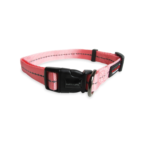Dog's Life Pink Supersoft Reflective Webbing Collar (Large)