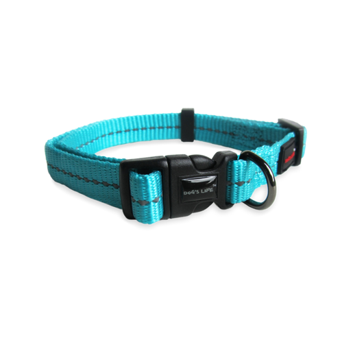 Dog's Life Turquoise Supersoft Reflective Webbing Collar (Medium)