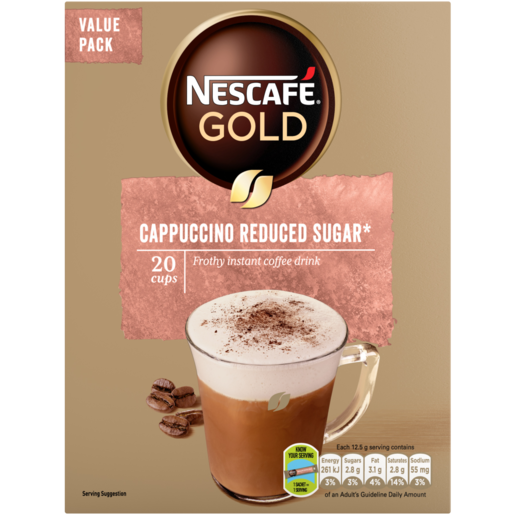 NESCAFÉ Gold Reduced Sugar Cappuccino Sachets 20 x 12.5g