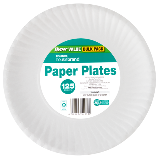 Hyper Value Checkers Housebrand White Paper Plates 125 Pack