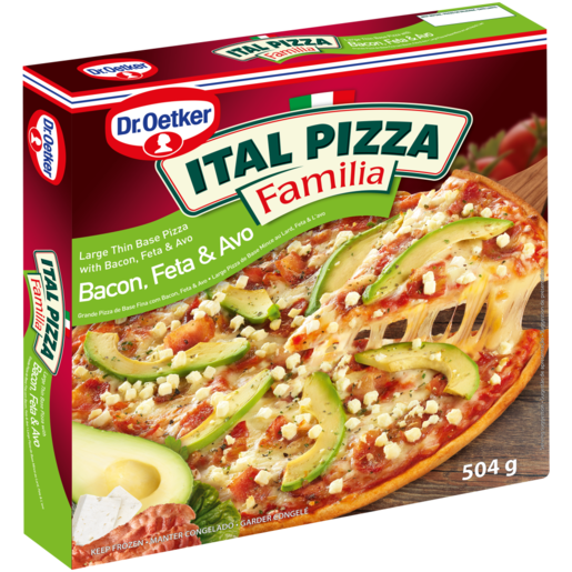 Dr. Oetker Frozen Ital Pizza Familia Bacon, Feta & Avo Pizza 504g
