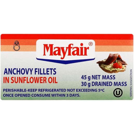 Mayfair Anchovy Fillets In Sunflower Oil 45g