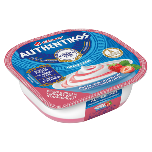Clover Authentikos Greek Style Double Cream Yoghurt With Strawberry 100g