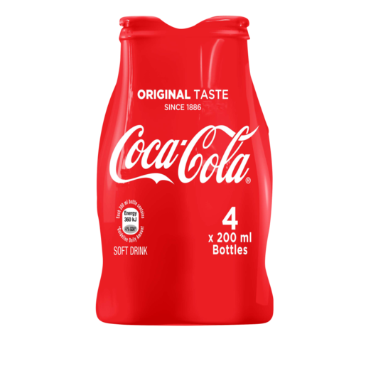 Coca-Cola Original Flavoured Soft Drink Bottles 4 x 200ml