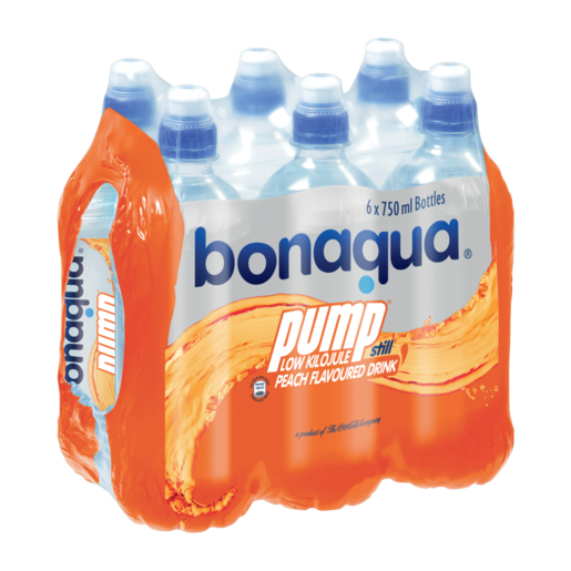 Bonaqua Peach Flavoured Still Water Pump 6 x 750ml