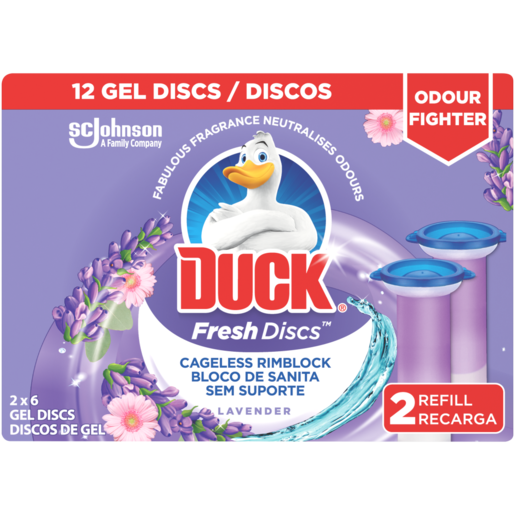 Duck Lavender Scented Fresh Gel Discs Cageless Rimblock 12 Pack