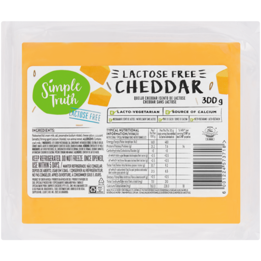 Simple Truth Lactose Free Cheddar Cheese 300g