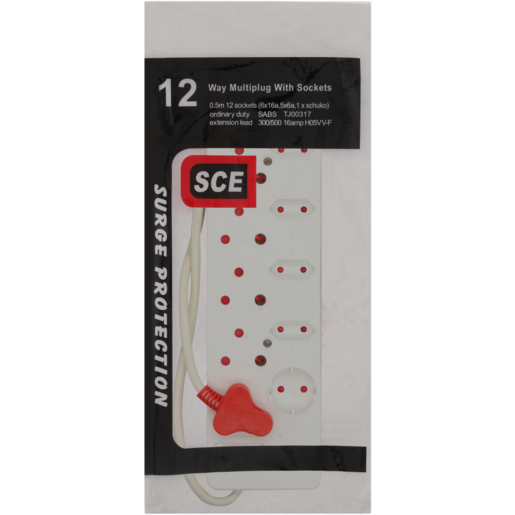SCE White Surge-Protection 12-Way Multiplug