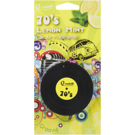 Q Premium Lemon Mint 70s Vinyl Air Freshener