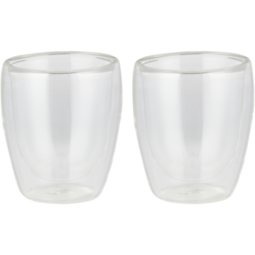 Home Discovery Comfy Double Wall Glass Cups 2 x 340ml