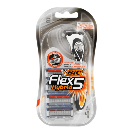 BIC Flex 5 Hybrid Men's Disposable Razors Blister Cartridges 1 + 4 Pack