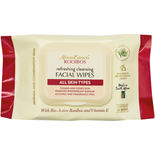 African Extracts All Skin Facial Wipes 25 Pack