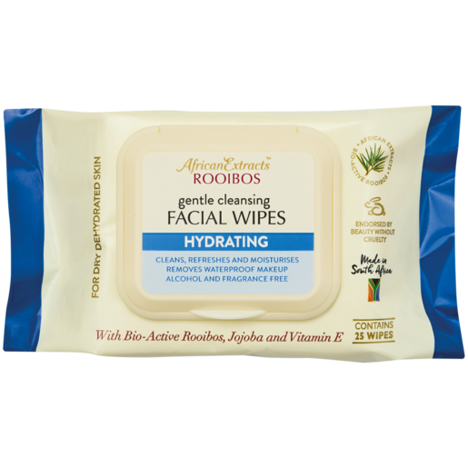 African Extracts Rooibos Hydrating Facial Wipes 25 Pack
