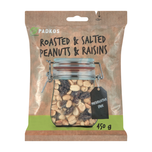 Padkos Roasted & Salted Peanuts & Raisins Bag 450g