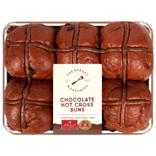 The Bakery Chocolate Hot Cross Buns 6 Pack