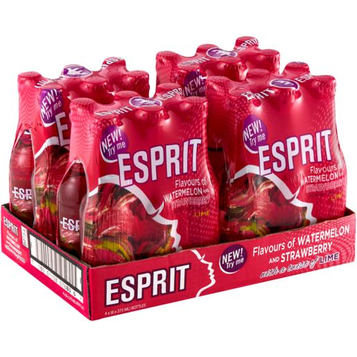 Esprit Watermelon & Strawberry With A Twist Of Lime Flavoured Fruit Cooler Bottles 24 x 275ml