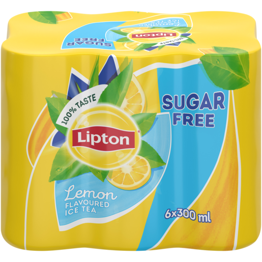Lipton Sugar Free Lemon Flavoured Ice Tea Cans 6 x 300ml
