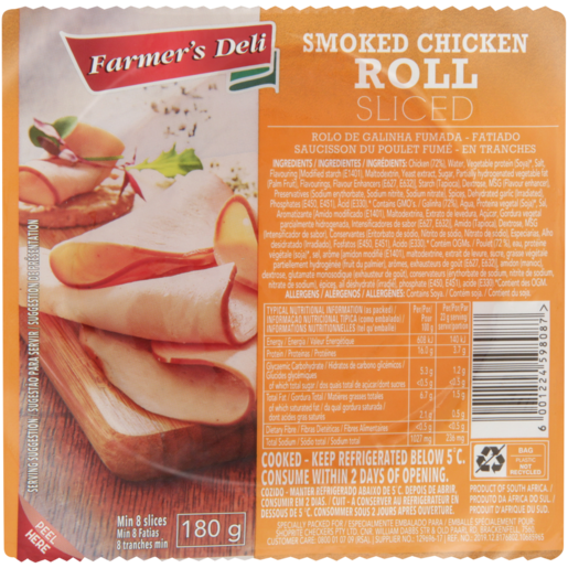 Farmer's Deli Sliced Smoked Chicken Roll 180g