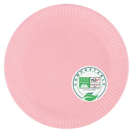 Compostable Pink Party Plate 23cm 8 Pack