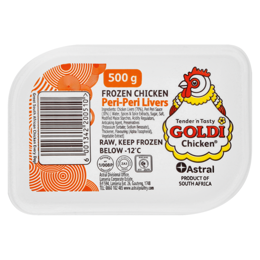Goldi Chicken Frozen Peri Peri Chicken Livers 500g