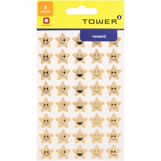 TOWER Gold Star Smiley Face Self Adhesive Stickers