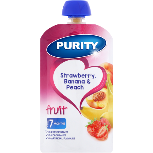 PURITY Strawberry, Banana & Peach Fruit Puree 7 Months+ 110ml