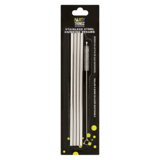 Party Thingz Stainless Steel Drinking Straw 4 Pack