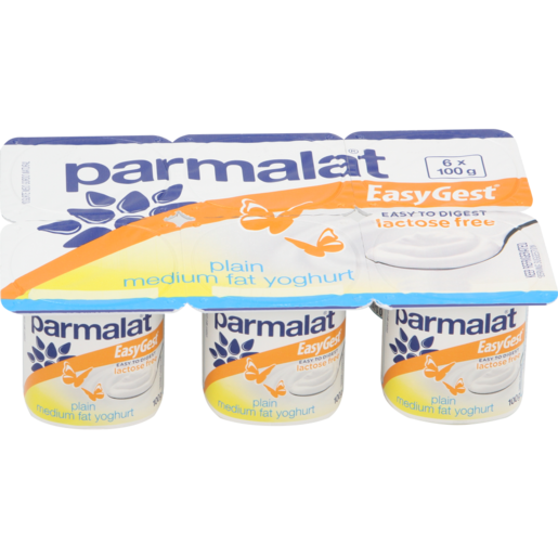Parmalat EasyGest Lactose Free Plain Medium Fat Yoghurt 6 x 100g