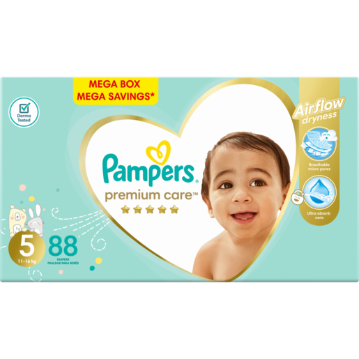 Pampers Premium Care Size 5 11-16kg Diapers 88 Pack