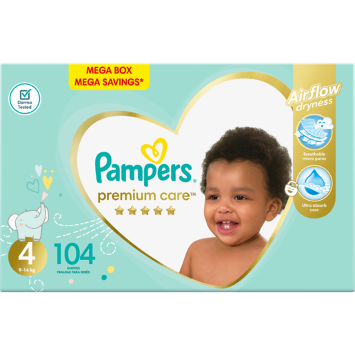 Pampers Premium Care Size 4 9-14kg Diapers 104 Pack