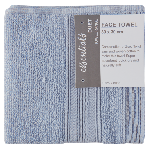 Essentials Duet Dusty Blue Face Towel 30 x 30cm