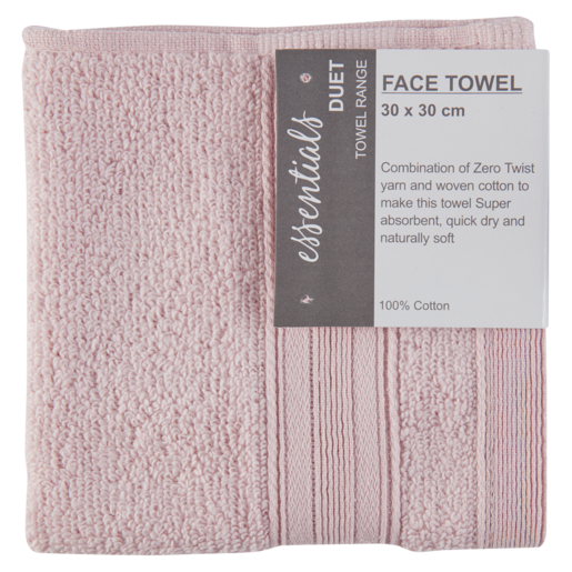 Essentials Duet Dusty Pink Face Towel 30 x 30cm