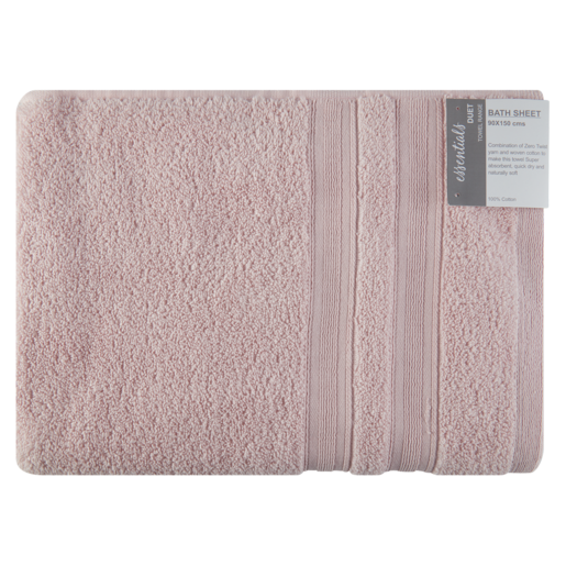 Essentials Duet Dusty Pink Bath Sheet 90 x 150cm
