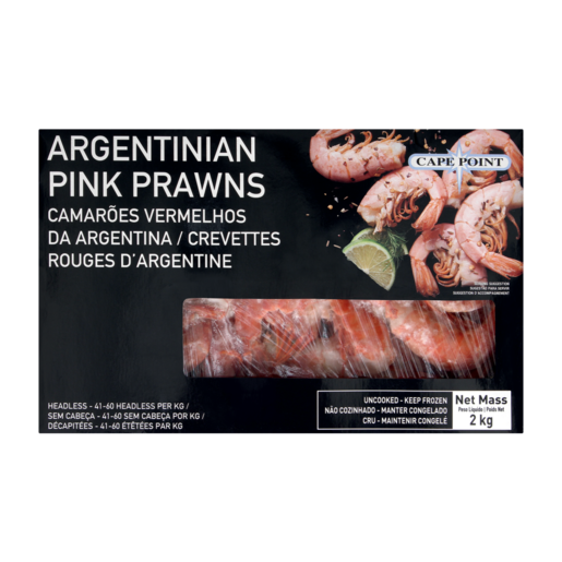 Cape Point Frozen Argentinian Pink Prawns 2kg