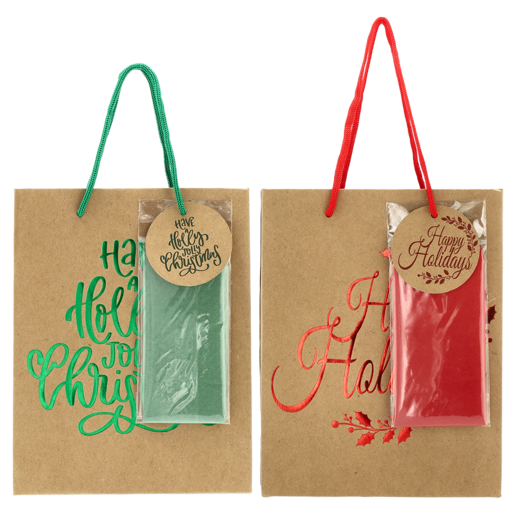 Santa's Choice Christmas Medium Kraft Bag (Assorted Item - Supplied At Random)
