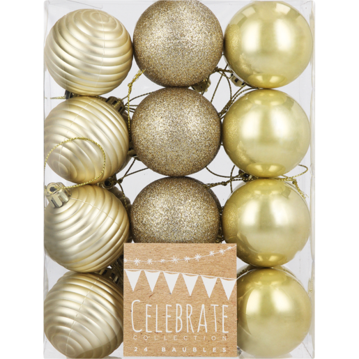 Celebrate Collection Christmas Baubles 24 Pack