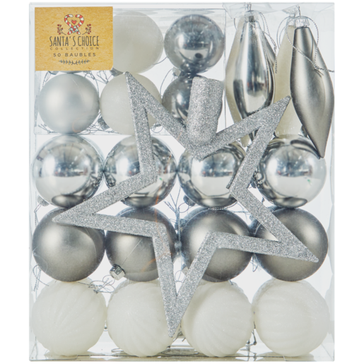 Santa's Choice Baubles with Star Christmas Tree Decoration 50 Piece (Assorted Item - Supplied At Random)