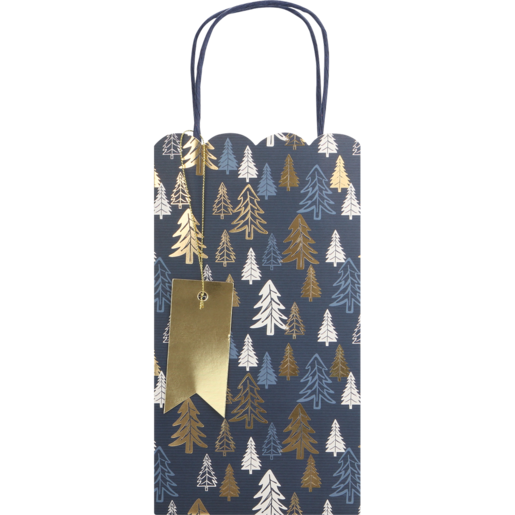 Navy With Trees Christmas Bag