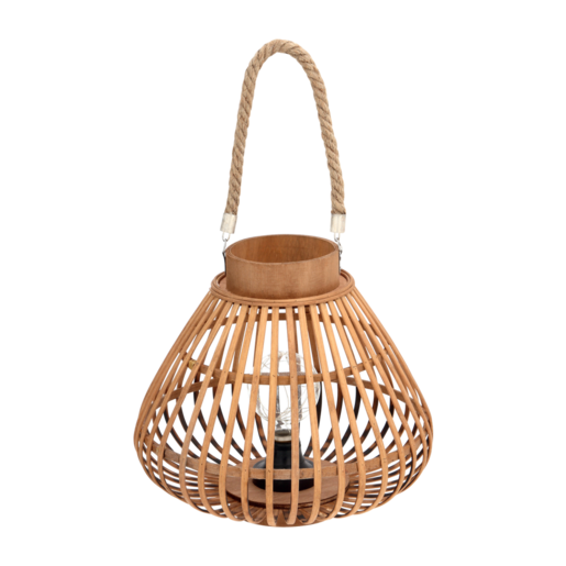 Brown Wood Lantern with Bulb