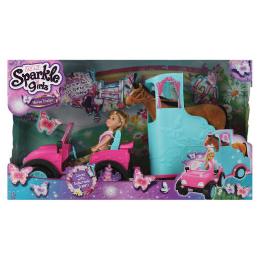 Sparkle Girlz Jeep & Horse Trailer Doll