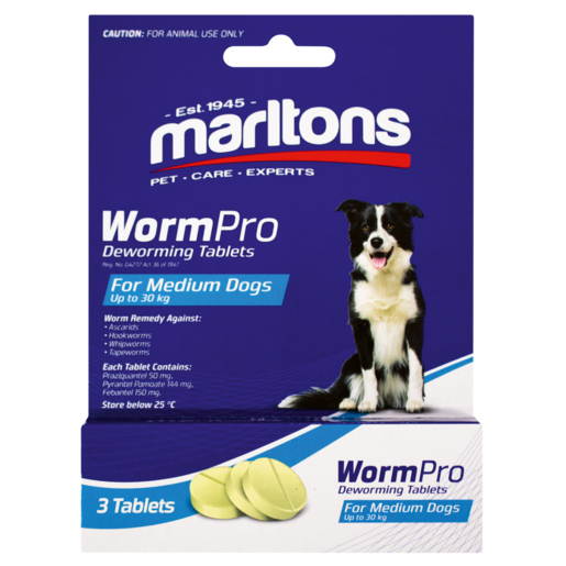 Marltons Wormpro For Medium Dogs Deworming Tablets 3 pack